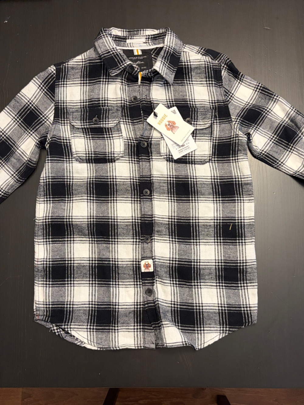 Denim & Flower Black and White Plaid Button-Down Shirt
